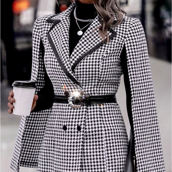 NWT, Lavishly Paris Women’s Designer Houndstooth Cloak Style Blazer. - Picture 2 of 16